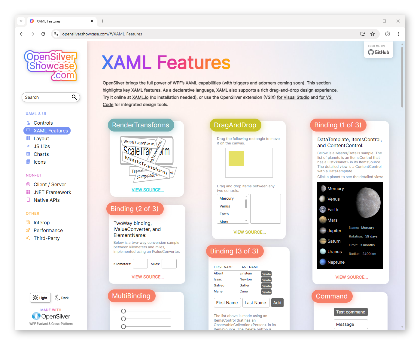 OpenSilverShowcase.com Screenshot